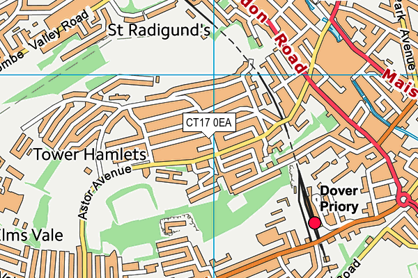 CT17 0EA map - OS VectorMap District (Ordnance Survey)