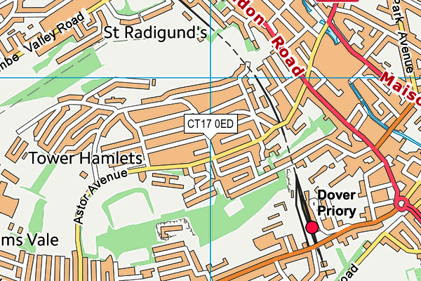 CT17 0ED map - OS VectorMap District (Ordnance Survey)