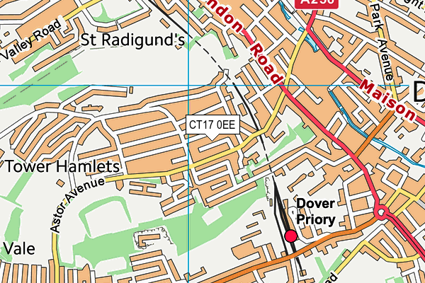 CT17 0EE map - OS VectorMap District (Ordnance Survey)