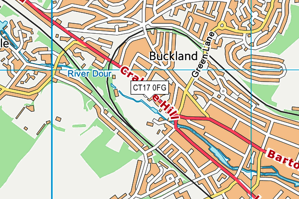 CT17 0FG map - OS VectorMap District (Ordnance Survey)