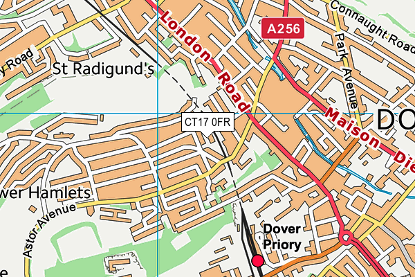 CT17 0FR map - OS VectorMap District (Ordnance Survey)