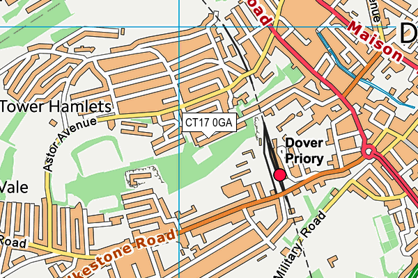 CT17 0GA map - OS VectorMap District (Ordnance Survey)