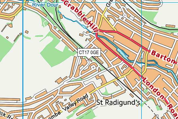 CT17 0GE map - OS VectorMap District (Ordnance Survey)