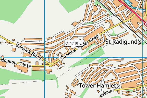 CT17 0HE map - OS VectorMap District (Ordnance Survey)