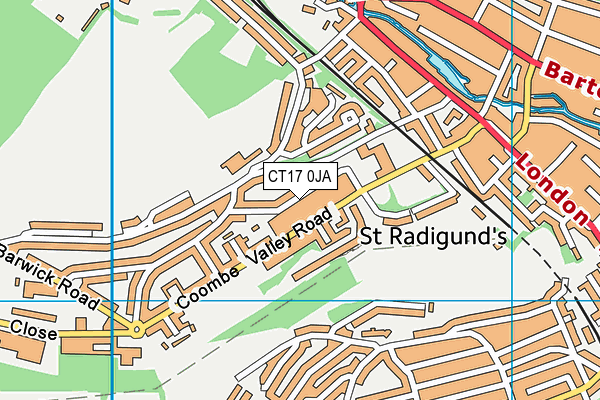 CT17 0JA map - OS VectorMap District (Ordnance Survey)