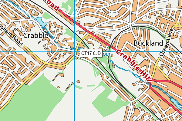 CT17 0JD map - OS VectorMap District (Ordnance Survey)