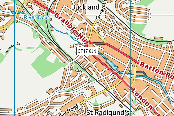 CT17 0JN map - OS VectorMap District (Ordnance Survey)