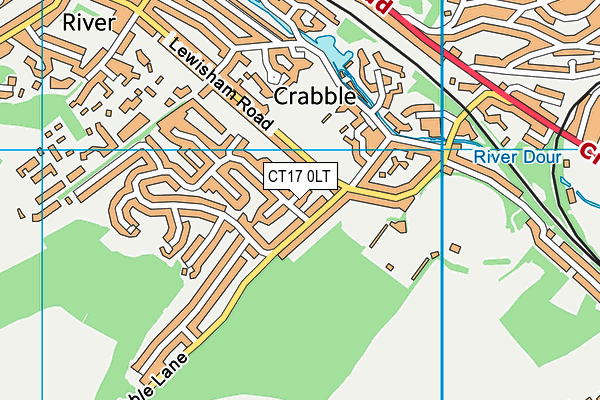 CT17 0LT map - OS VectorMap District (Ordnance Survey)