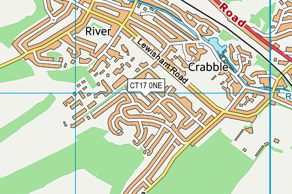 CT17 0NE map - OS VectorMap District (Ordnance Survey)