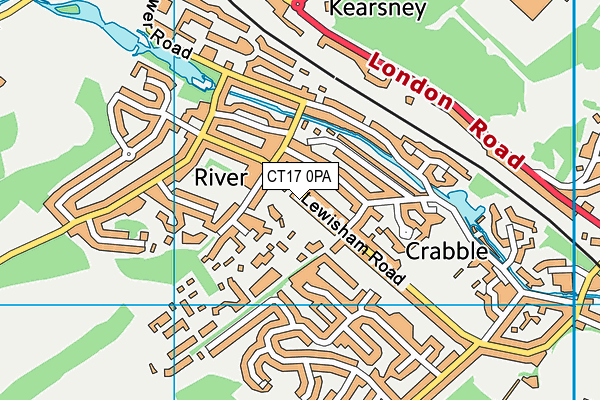 CT17 0PA map - OS VectorMap District (Ordnance Survey)