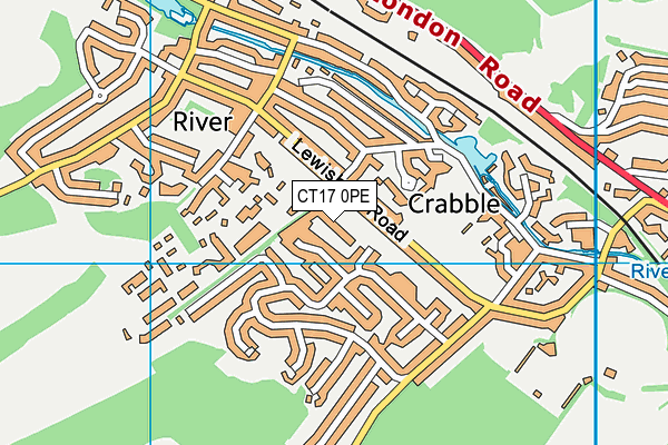 CT17 0PE map - OS VectorMap District (Ordnance Survey)