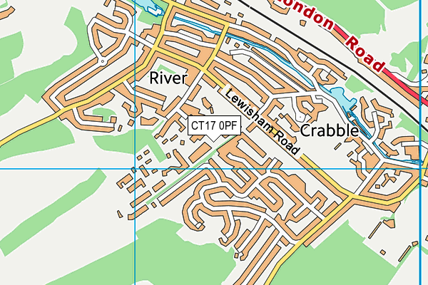 CT17 0PF map - OS VectorMap District (Ordnance Survey)