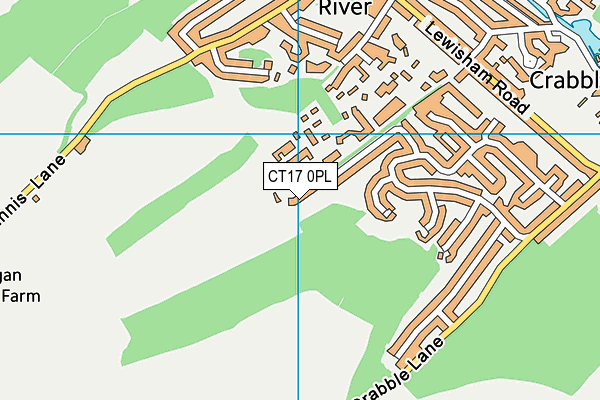 CT17 0PL map - OS VectorMap District (Ordnance Survey)