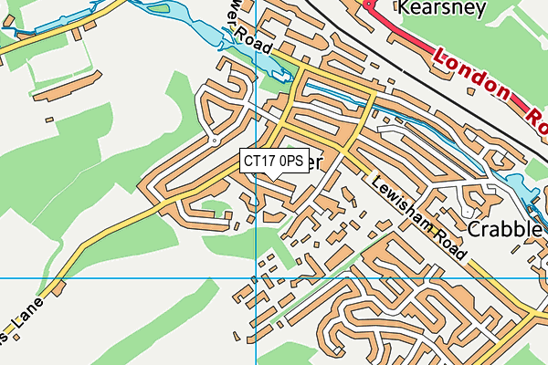 CT17 0PS map - OS VectorMap District (Ordnance Survey)