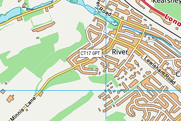 CT17 0PT map - OS VectorMap District (Ordnance Survey)