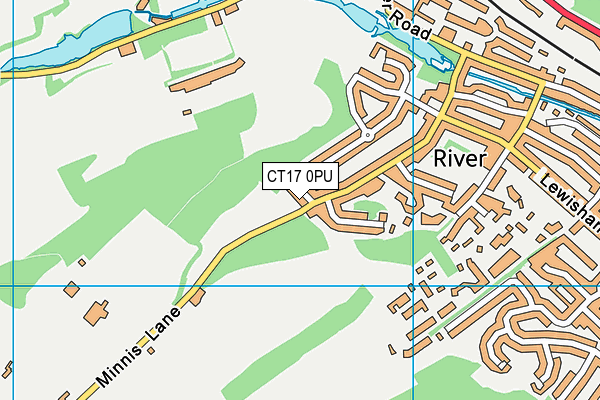 CT17 0PU map - OS VectorMap District (Ordnance Survey)