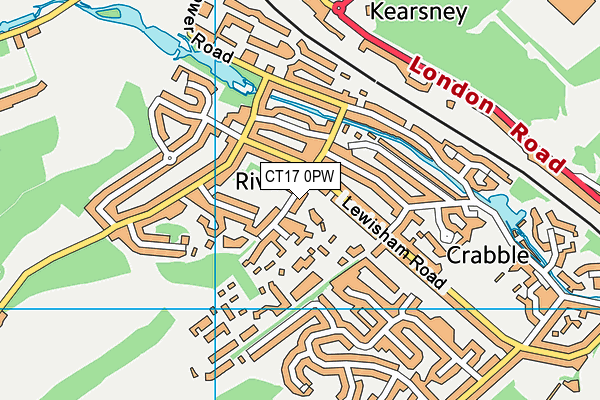 CT17 0PW map - OS VectorMap District (Ordnance Survey)