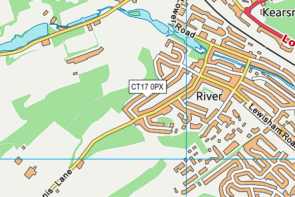 CT17 0PX map - OS VectorMap District (Ordnance Survey)