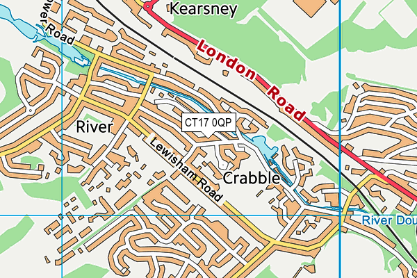 CT17 0QP map - OS VectorMap District (Ordnance Survey)