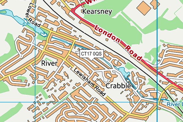 CT17 0QS map - OS VectorMap District (Ordnance Survey)