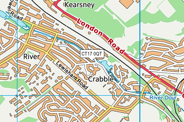 CT17 0QT map - OS VectorMap District (Ordnance Survey)