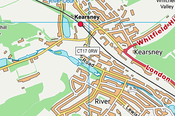 CT17 0RW map - OS VectorMap District (Ordnance Survey)