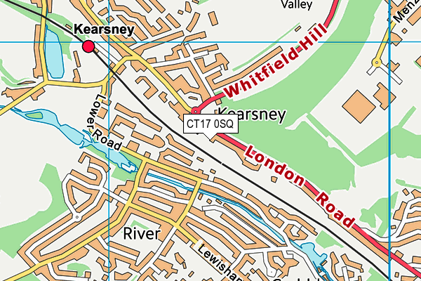 CT17 0SQ map - OS VectorMap District (Ordnance Survey)