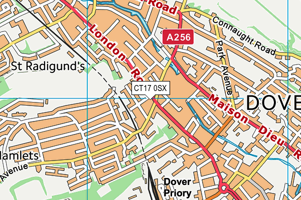 CT17 0SX map - OS VectorMap District (Ordnance Survey)