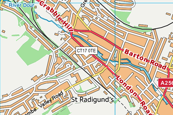 CT17 0TE map - OS VectorMap District (Ordnance Survey)