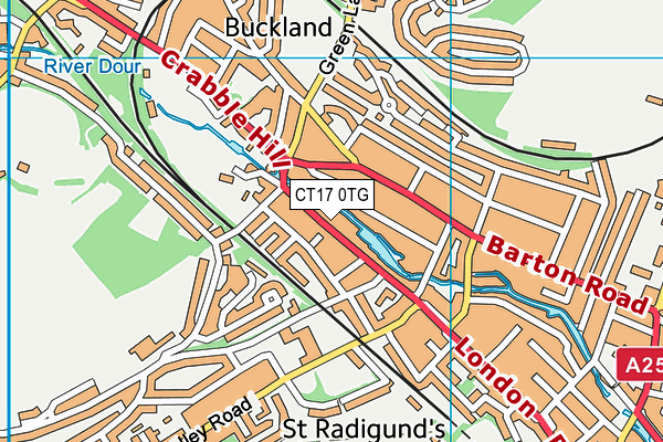 CT17 0TG map - OS VectorMap District (Ordnance Survey)