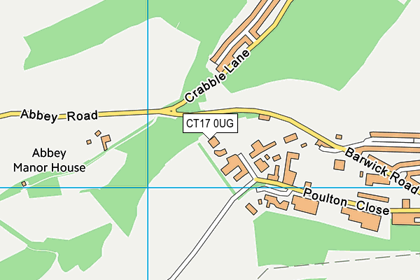 CT17 0UG map - OS VectorMap District (Ordnance Survey)