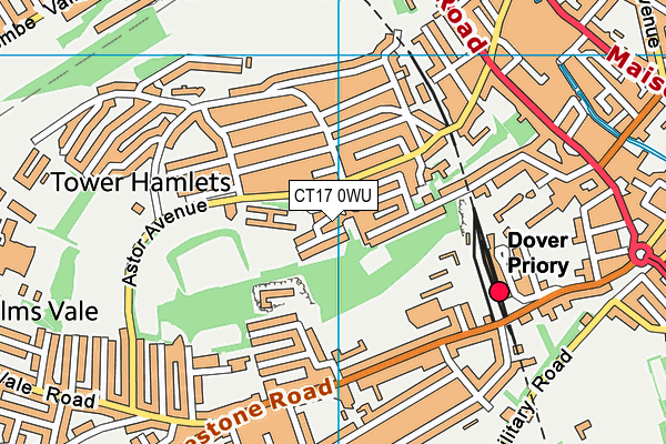 CT17 0WU map - OS VectorMap District (Ordnance Survey)