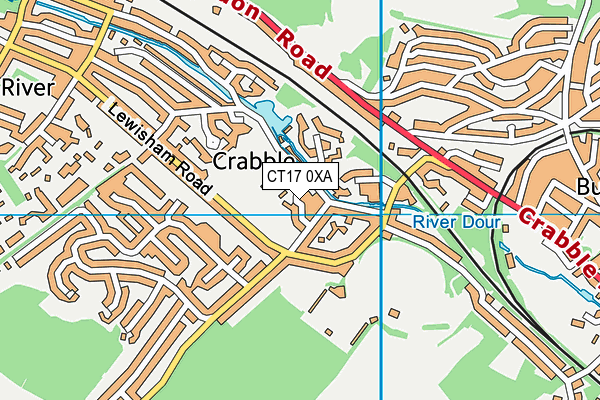 CT17 0XA map - OS VectorMap District (Ordnance Survey)