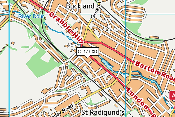 CT17 0XD map - OS VectorMap District (Ordnance Survey)