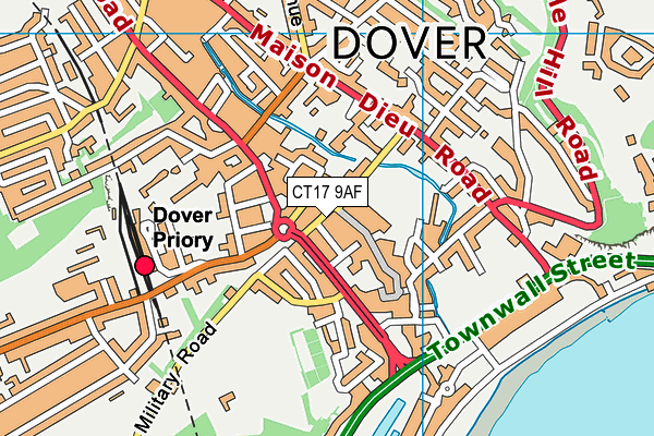 CT17 9AF map - OS VectorMap District (Ordnance Survey)