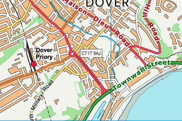 CT17 9AJ map - OS VectorMap District (Ordnance Survey)