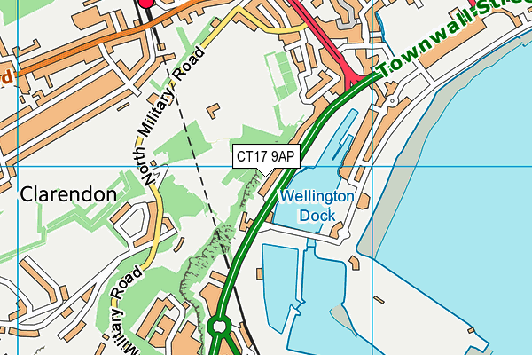 CT17 9AP map - OS VectorMap District (Ordnance Survey)