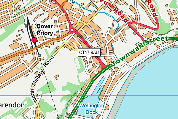 CT17 9AU map - OS VectorMap District (Ordnance Survey)