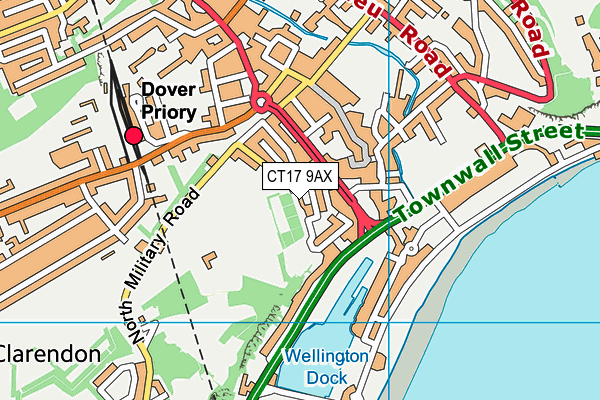 CT17 9AX map - OS VectorMap District (Ordnance Survey)