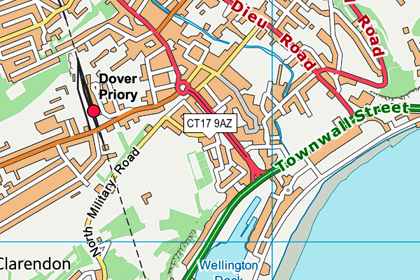 CT17 9AZ map - OS VectorMap District (Ordnance Survey)