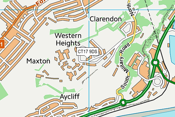 CT17 9DS map - OS VectorMap District (Ordnance Survey)