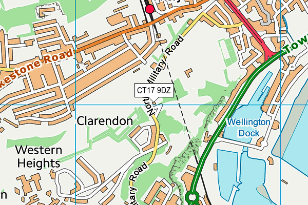 CT17 9DZ map - OS VectorMap District (Ordnance Survey)