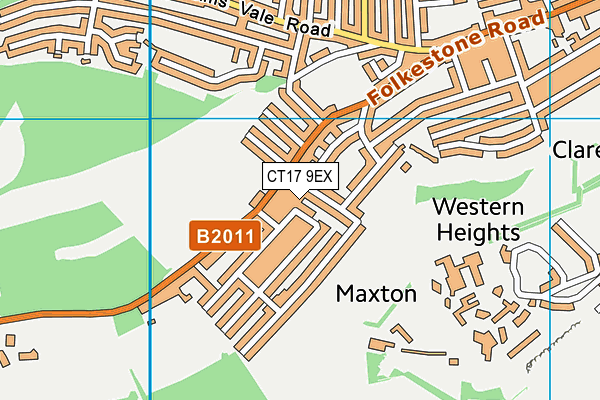 CT17 9EX map - OS VectorMap District (Ordnance Survey)