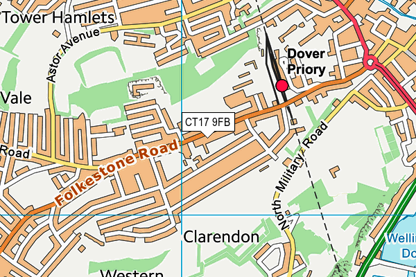 CT17 9FB map - OS VectorMap District (Ordnance Survey)