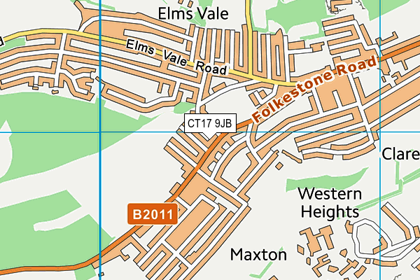 CT17 9JB map - OS VectorMap District (Ordnance Survey)