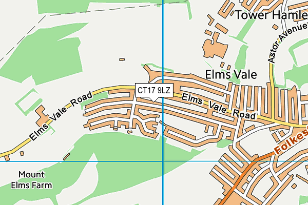 CT17 9LZ map - OS VectorMap District (Ordnance Survey)