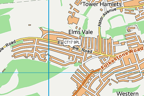 CT17 9PL map - OS VectorMap District (Ordnance Survey)