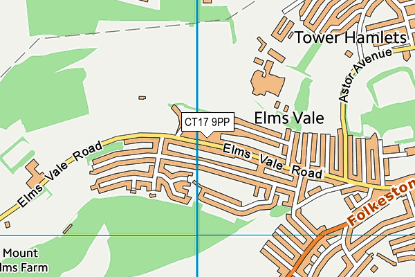 CT17 9PP map - OS VectorMap District (Ordnance Survey)