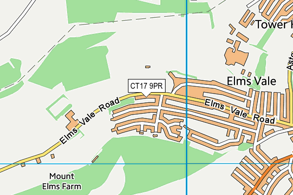 CT17 9PR map - OS VectorMap District (Ordnance Survey)