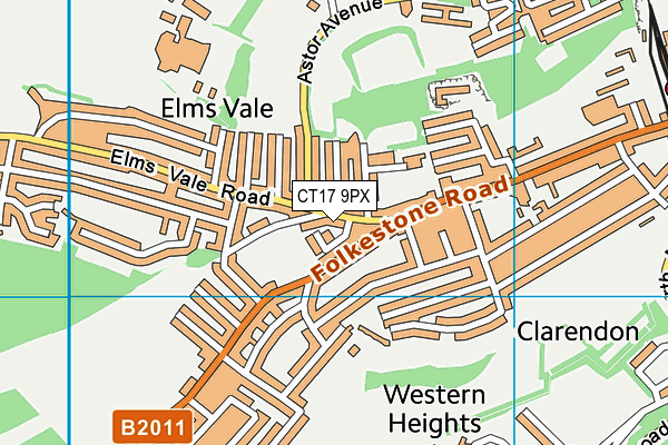 CT17 9PX map - OS VectorMap District (Ordnance Survey)